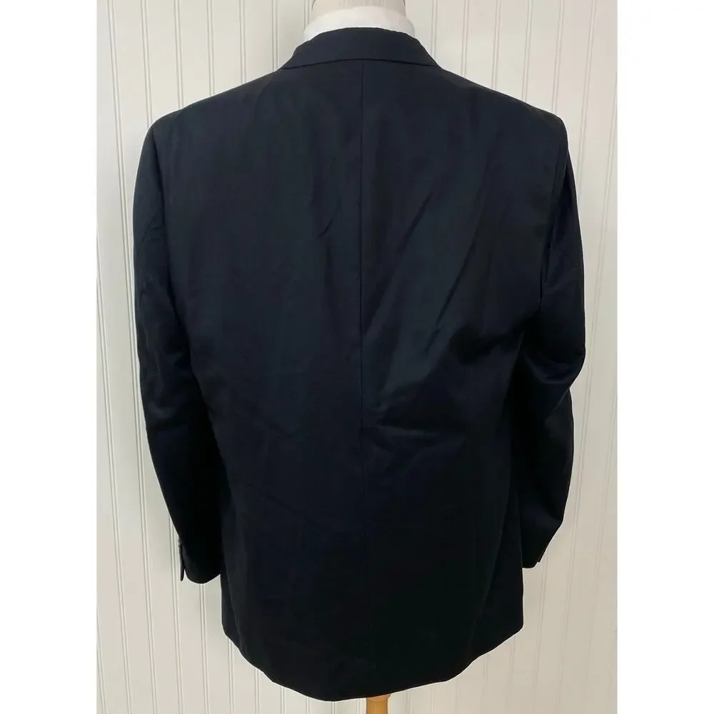 VTG 90s Tommy Hilfiger solid black pleated 3-button dress pants blazer suit 46L